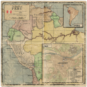 Peru &amp; Lima Map - 1921