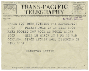 Telegram from Augustus Larkin